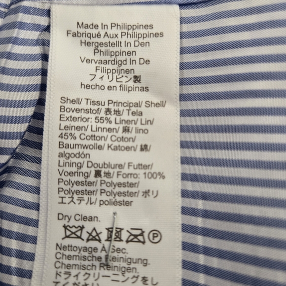 J. Crew Factory Blue Herringbone One Button Linen Blazer Size 16 - Picture 11 of 13